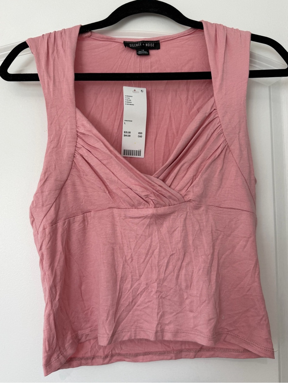 silence + noise Dusty Pink V-Neck Ruched Tank